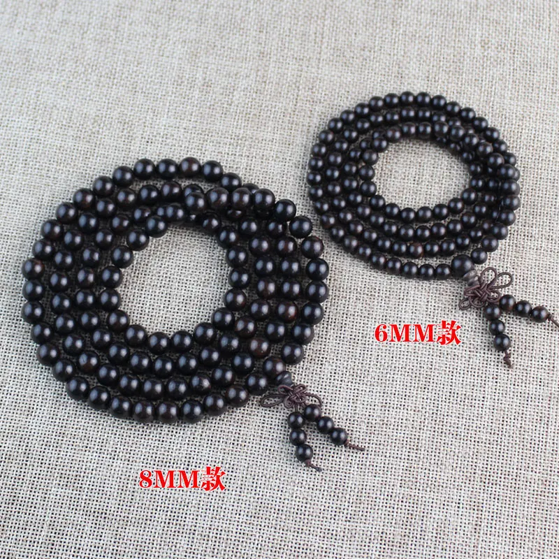 Многослойный браслет из натурального черного дерева с бусинами 108 6/8 мм|Именные