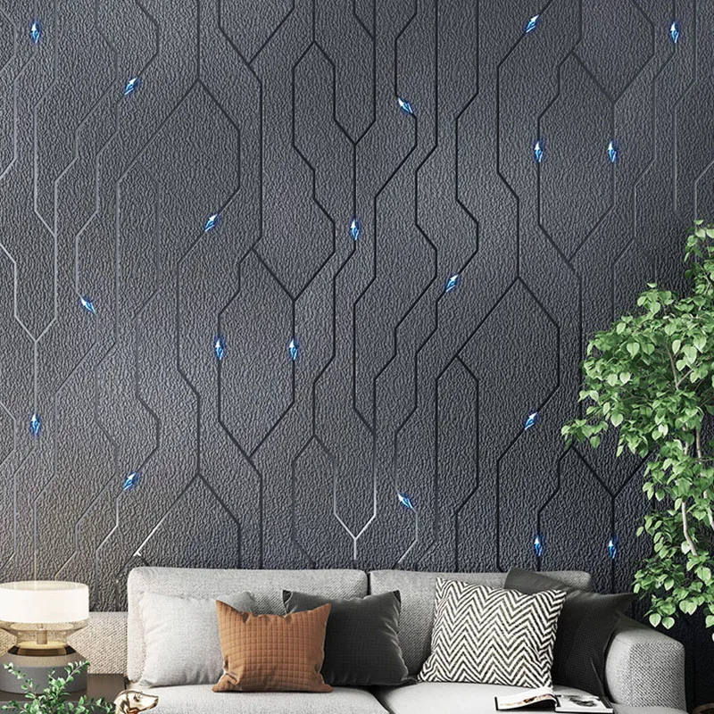 3D Technology Sense Geometric Lines Deerskin Velvet Wallpaper Diamonds Nordic Bedroom Living Room TV Background Wall Paper Home |