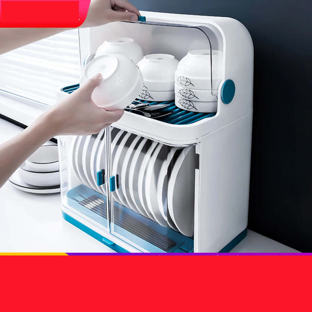 Пластиковый кухонный стеллаж для слива посуды с крышкой посуда коробка хранения