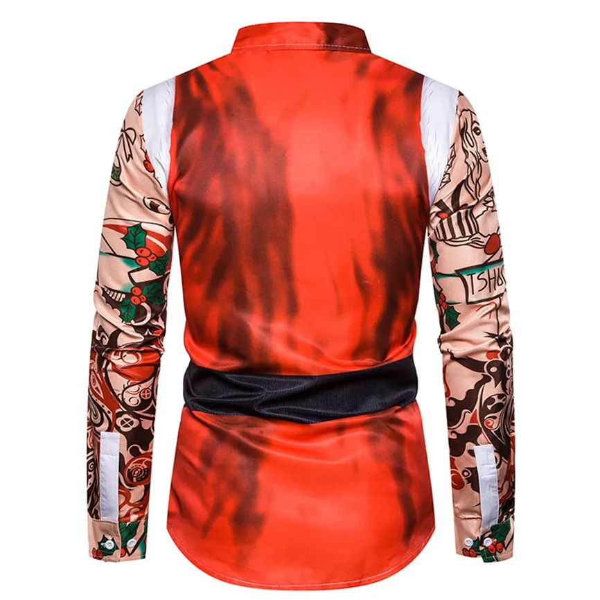 Рождественские мужские рубашки Blusa Masculina Повседневная рубашка с принтом снежинок