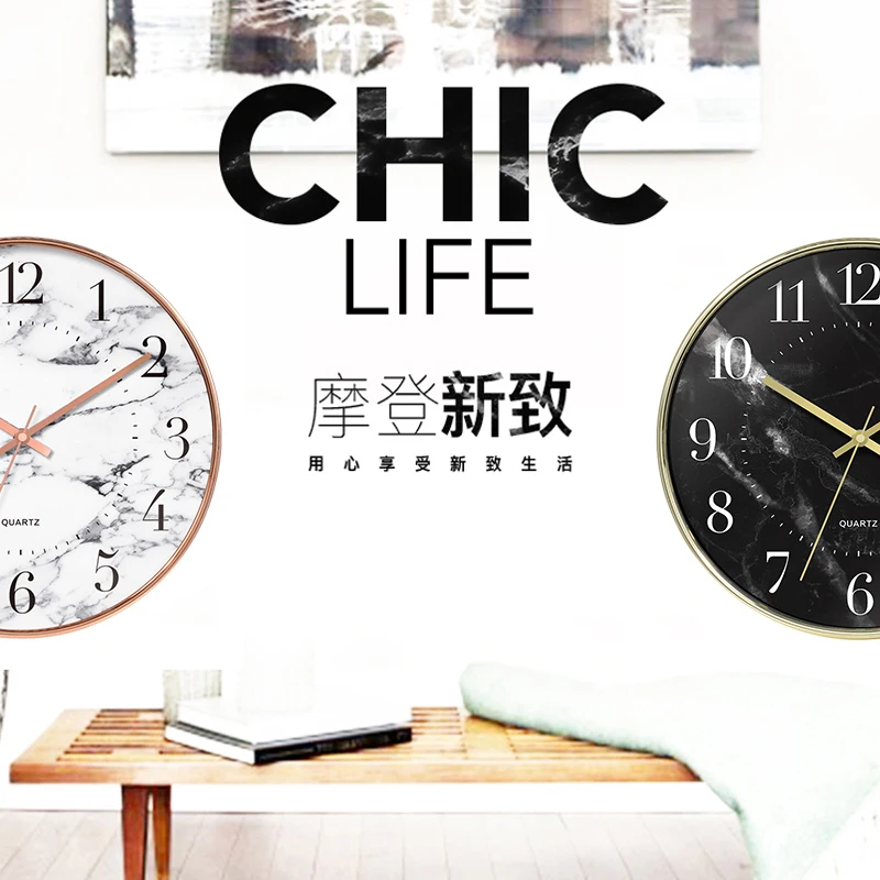 Золотые металлические настенные часы современные большие бесшумные для