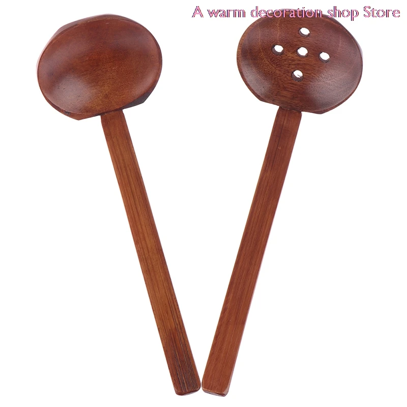 

1pc Long Handle Wooden Spoon Ramen Spoon Pot Colander Utensils Soup Spoon