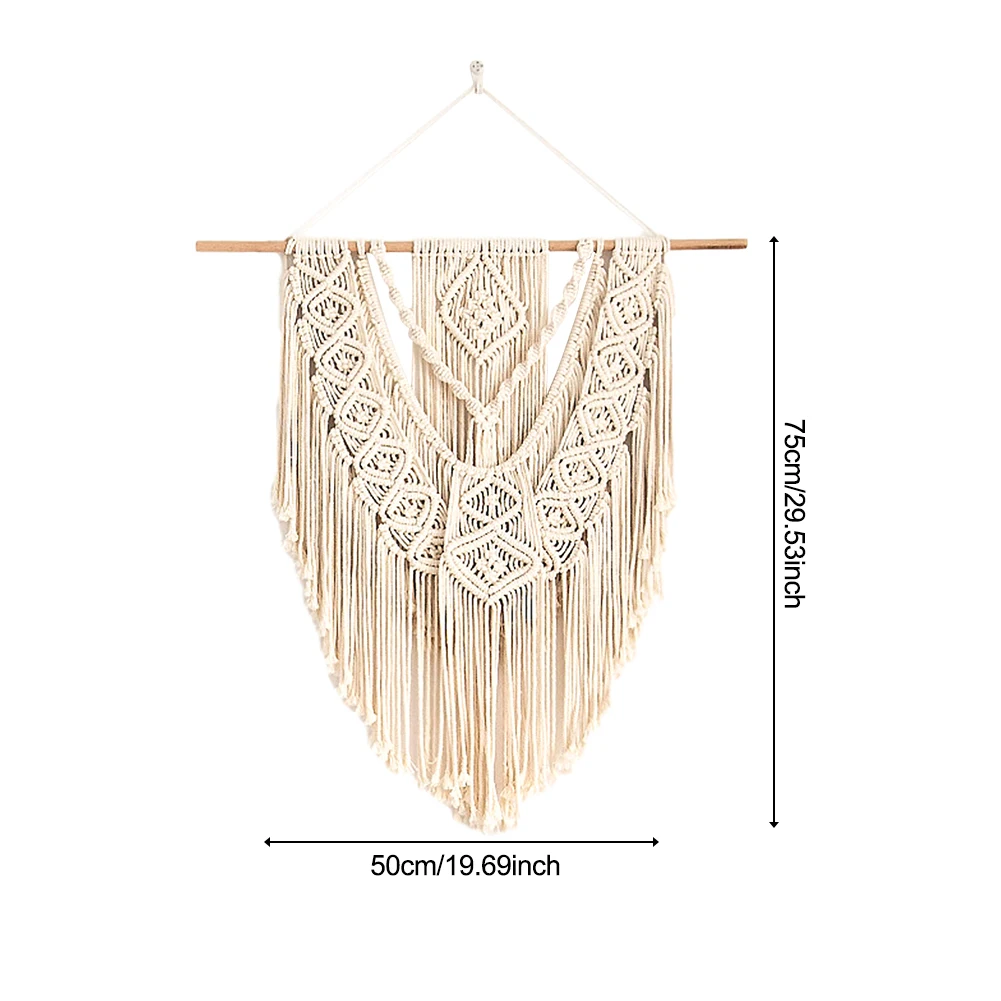 

Boho Macrame Wall Hanging Art Hand-Woven Tapestry Bohemian Crafts Decoration For Apartment Bedroom Living Room Gallery Wedding