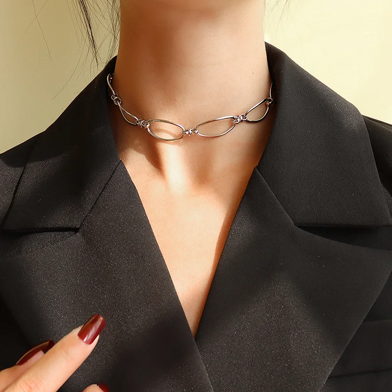 

Hot Sell Stainless Steel Jewelry Sets Gold Silver Plated Chain Choker Vintage Necklace Bracelets Earrings Sets for Women