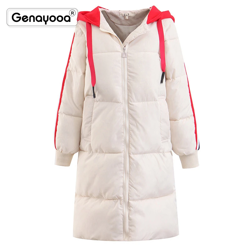 Genayooa/Высококачественная женская утепленная парка с капюшоном в стиле пэчворк