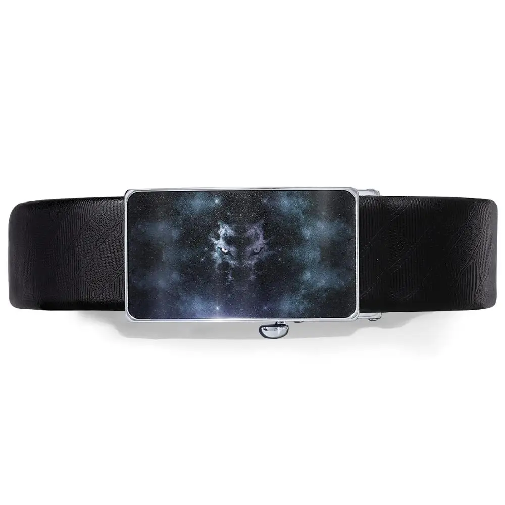 

Fashion Belt Men Brand Cow Genuine Leather Wolf Pattern Automatic Buckle Ratchet Belt Cowskin Male Jeans Strap DiBanGu