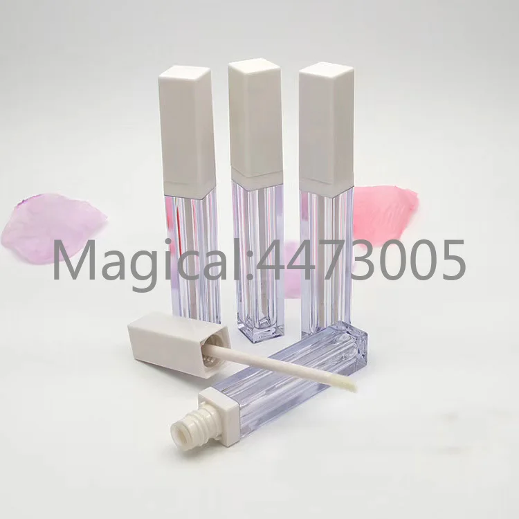 4 мл пластиковая трубка для блеска губ с белой крышкой прозрачная пустая