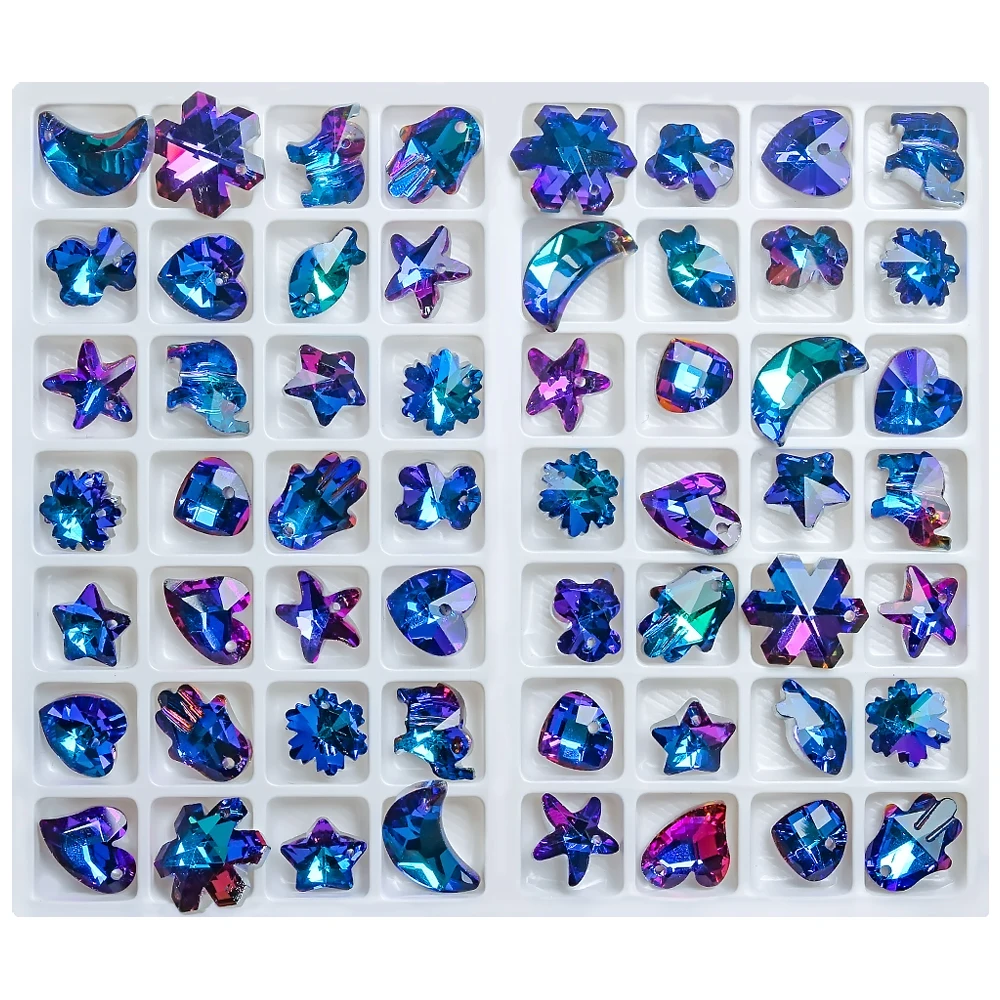 Crystal Heart Charms Pendant Blue Color 14mm Glass Beads for Jewelry Making Necklaces Earrings DIY Needlework Accessories 20pcs | Украшения