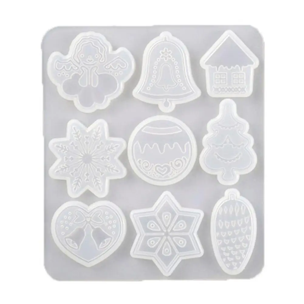 

Christmas Tree Snowflake Elk Pendant Resin Casting Mold Christmas Resin Silicone Crafts Mold Chain Art Ornament Key B5I9