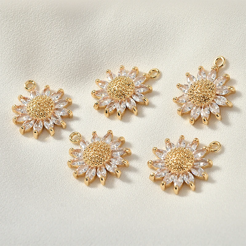 Медный позолоченный кулон в виде маленькой маргаритки 18 карат|Ювелирная