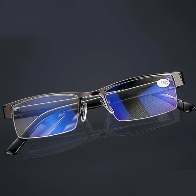 

New MEN Anti Blue Light Alloy Eyeglasses Non spherical 12 Layer Coated lens reading glasses +1.0 +1.5 +2.0 +2.5 +3.0 +3.5+4.0