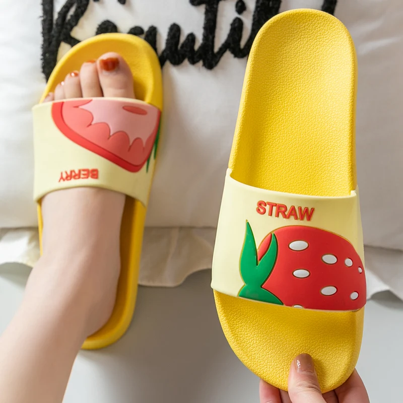 Женские домашние тапочки с фруктами Большие размеры Милая летняя домашняя обувь