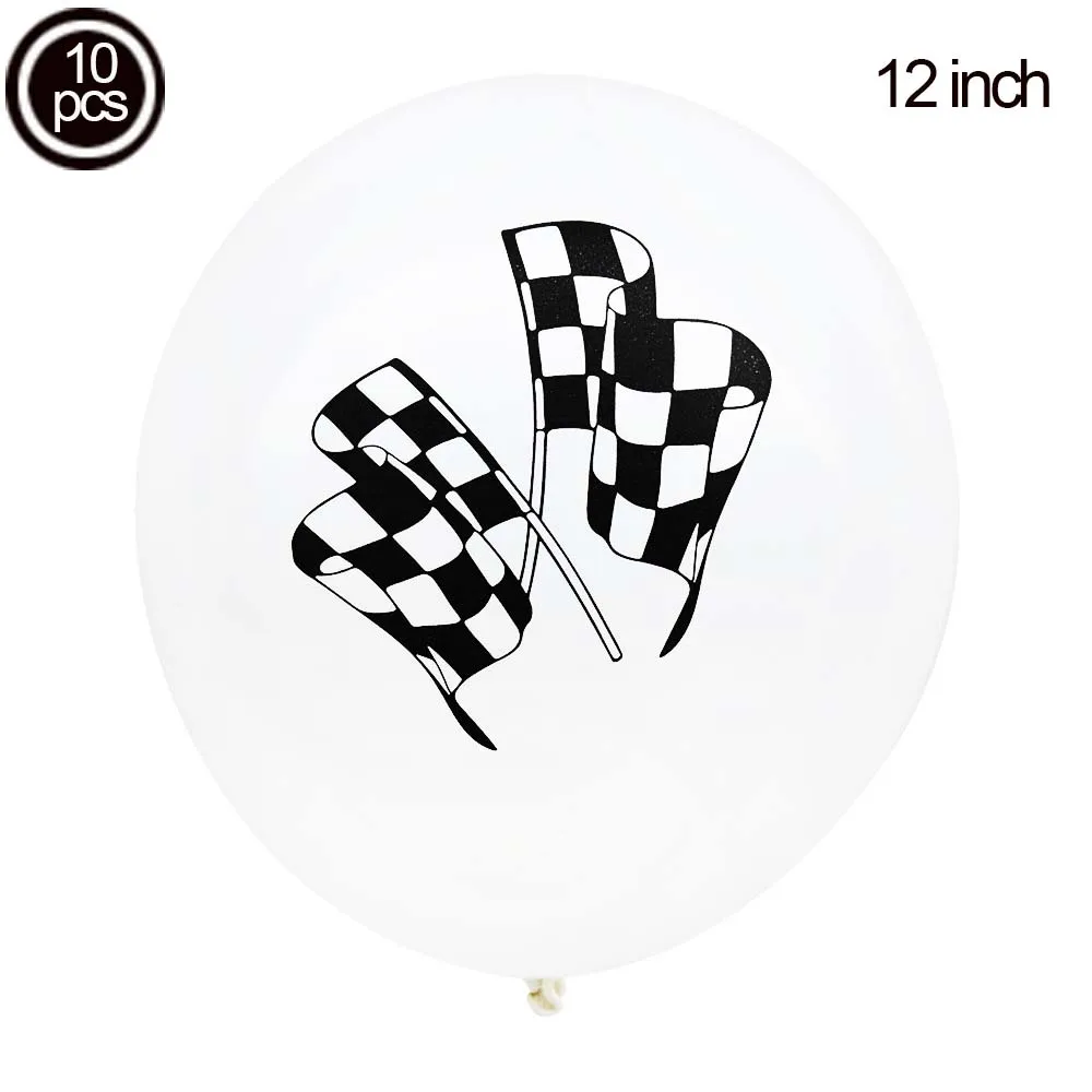 10pcs white1 10 шт. 12 дюймов черно-белый Гоночный флаг латексные шары клетчатые гоночные флаги баллоны Гоночная машина тема вечерние украшения Globos - Цвет: 10pcs white1