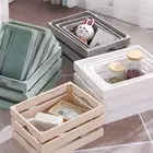 Многофункциональная прямоугольная деревянная корзина для хранения, настольный органайзер, настольный органайзер для мелочей, украшение для домашнего стола