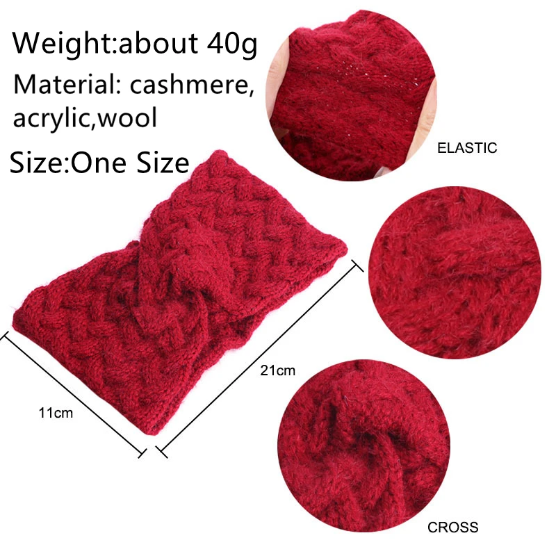 Повязка на голову женская с узлом теплая шерстяная лента для волос модный