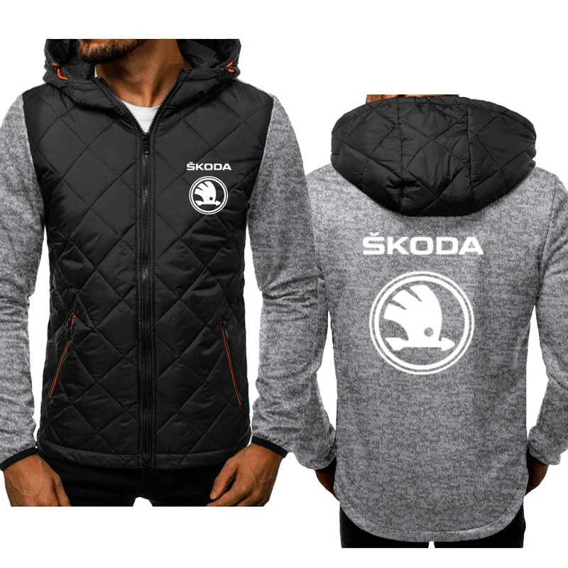 

Spring Autumn Men's Zip Jacket Skoda Car Logo Printing Fashion Casual Men's jackets High Quality Cotton Sport Jacket