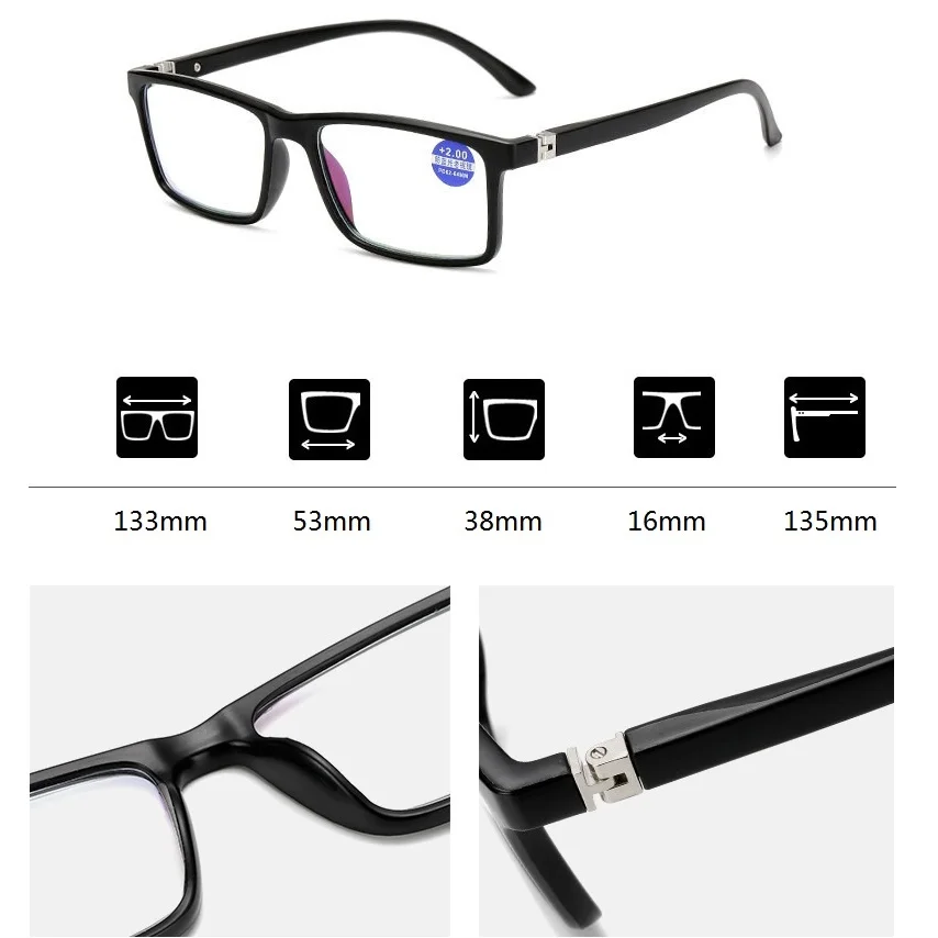 Zerosun бифокальные очки для чтения мужчин дальнозоркость диоптрия блокировка