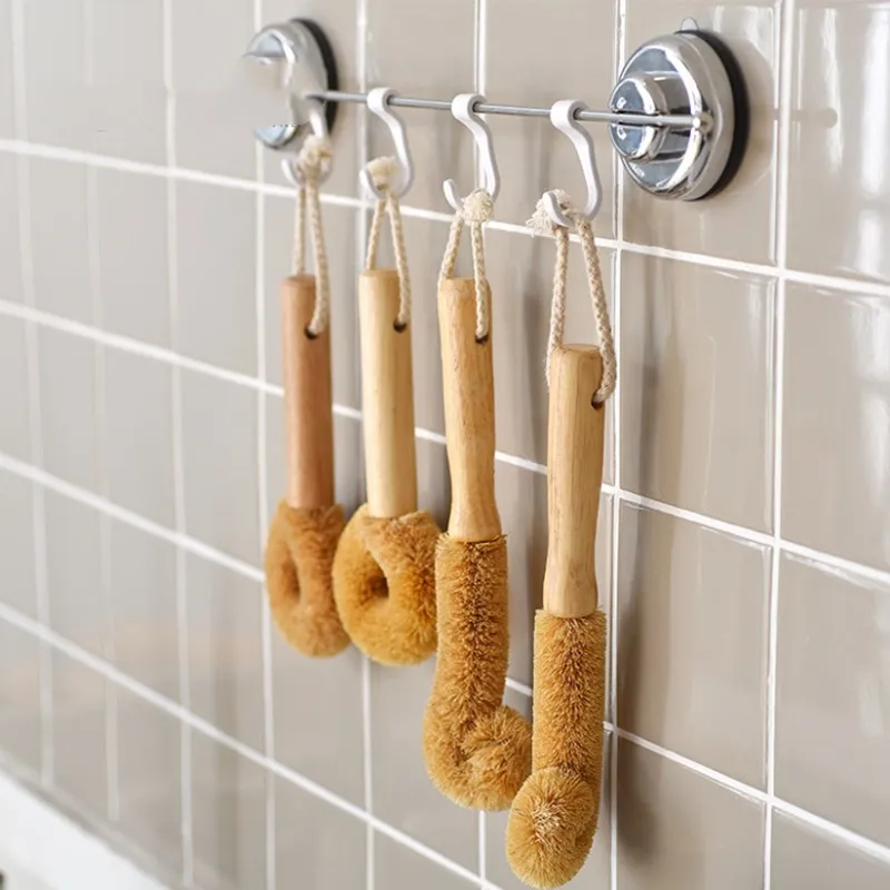 Корзинка из волокон кокосовой пальмы щетка для кастрюль с оригинальным Стекло