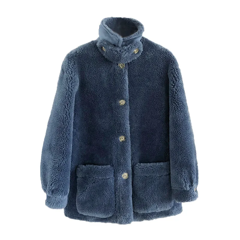 

WSYORE Female Lamb Fur Coat New Autumn and Winter Women Loose Fur Jacket Outwear Thick Long Sleeve Fur Coats NS1313