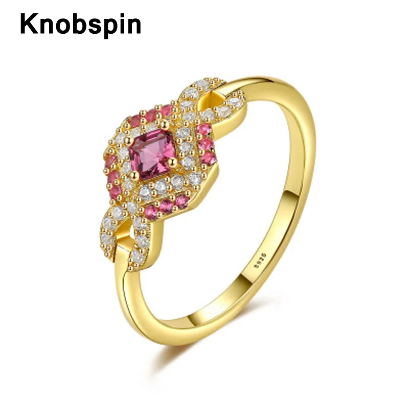 

Knobspin 100% Стерлинговое Серебро 925 пробы 2021 новый модный розовый лук Высокоуглеродистый бриллиант очаровательные кольца для женщин ювелирные ...