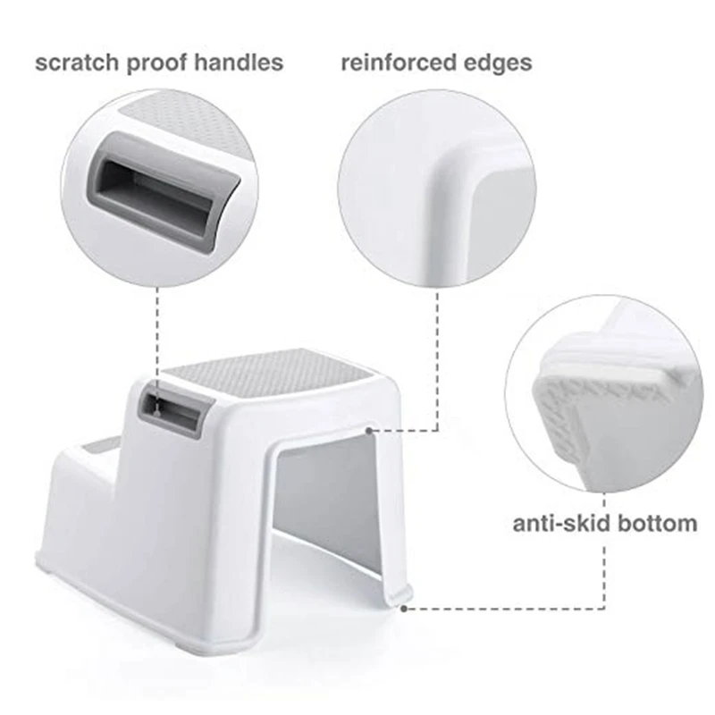 Wide+2 Step Stool For Kids Toddler Toilet Potty Training Slip Resistant Soft Grip Safe As Bathroom And |