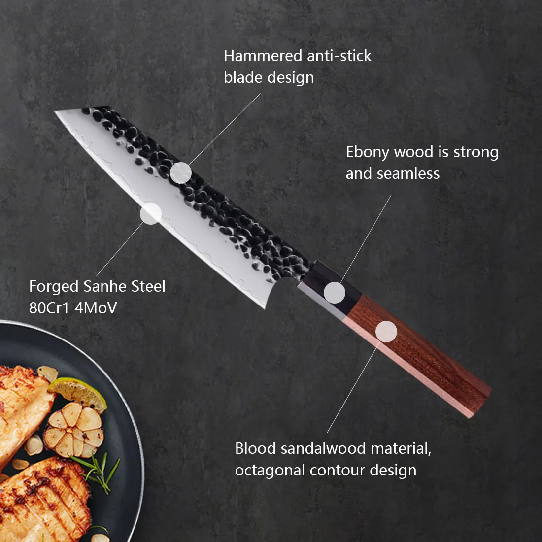 

High Carbon Steel Chef Knife Kiritsuke 8Cr14MoV Steel Hand Forged Anti-stick Cleaver Kitchen Knife Cooking Knife 2021 Hot Sale