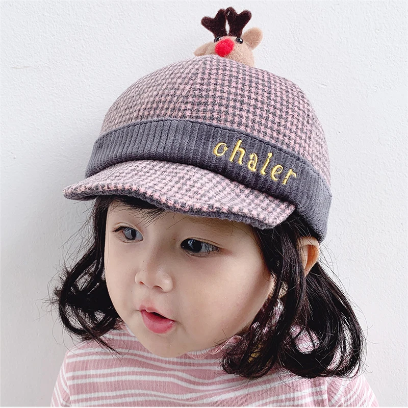 Hepburn Brand Cartoon elk Child Kids Baby Boy/Girl Cap Outdoor Visor Casquette sun hats Warm Snapback Bone Baseball | Аксессуары для