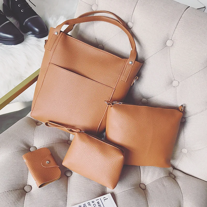 4 шт. женские сумки-тоуты из ПУ кожи |