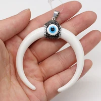 1pcs crescent moon shape cattle bone plus eye beads charm pendant for necklace bracelet earrings accessories jewelry making diy