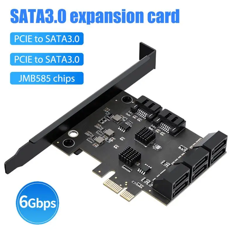 

5/8/10 Port PCI-E to SATA 3.0 Expansion Card high speed 6Gbps PCI-E X4 Adapter Card for Desktop PC JMB585 Chip Supports RAID