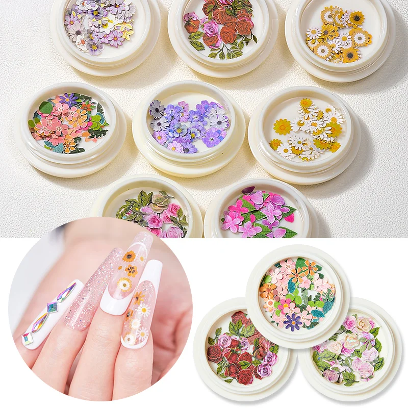 1 коробка для дизайна ногтей смешанные цвета Маленькие розы маргаритки ультра