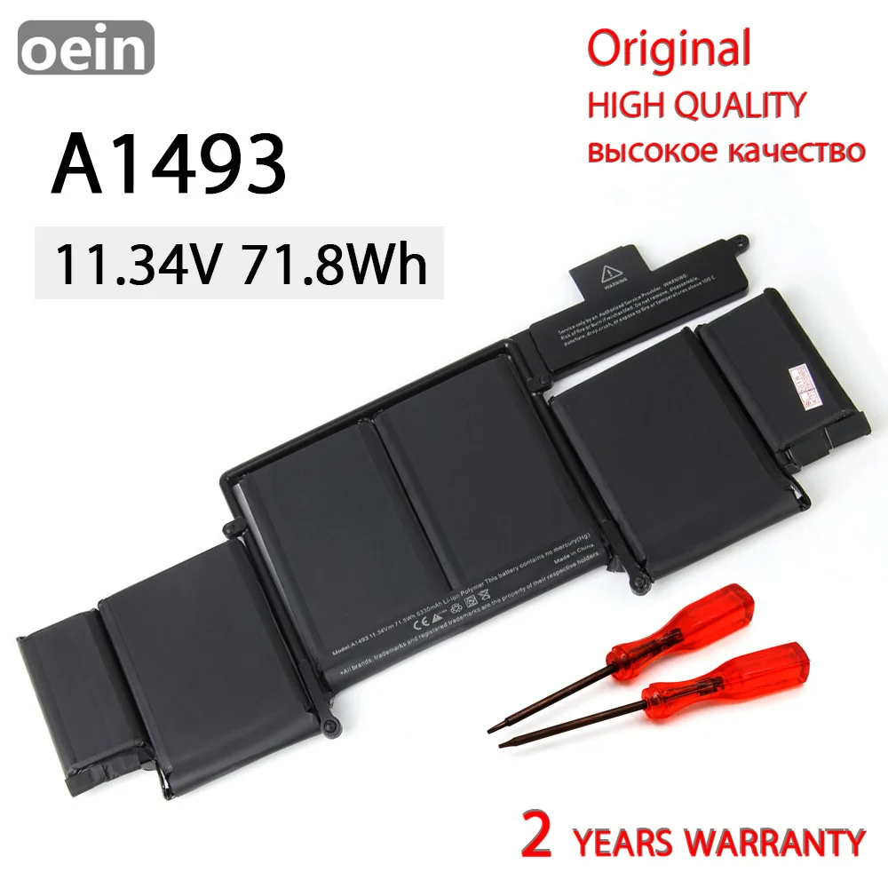 

Oein Genuine A1493 Battery For Apple Macbook Pro 13" Inch A1502 Late 2013 Mid 2014 Version ME864LL/A ME866LL/A 6330mAh 11.34V