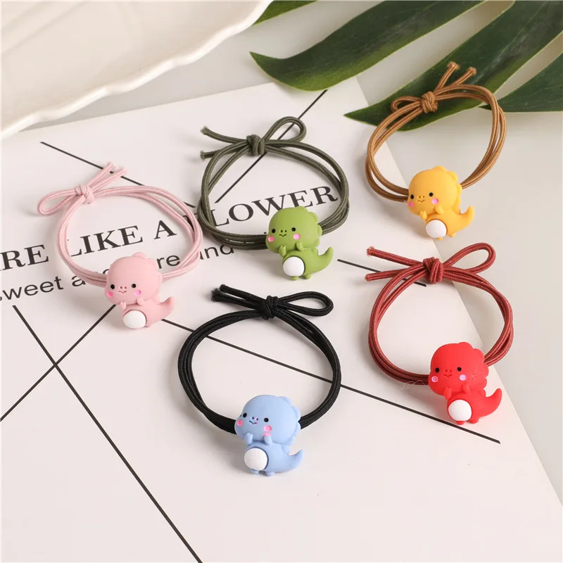

New Cute Cartoon Animal Dinosaur Little Girls Elastic Hair Bands Ponytail Holder Scrunchies Hair Tie Rope Baby Accessories