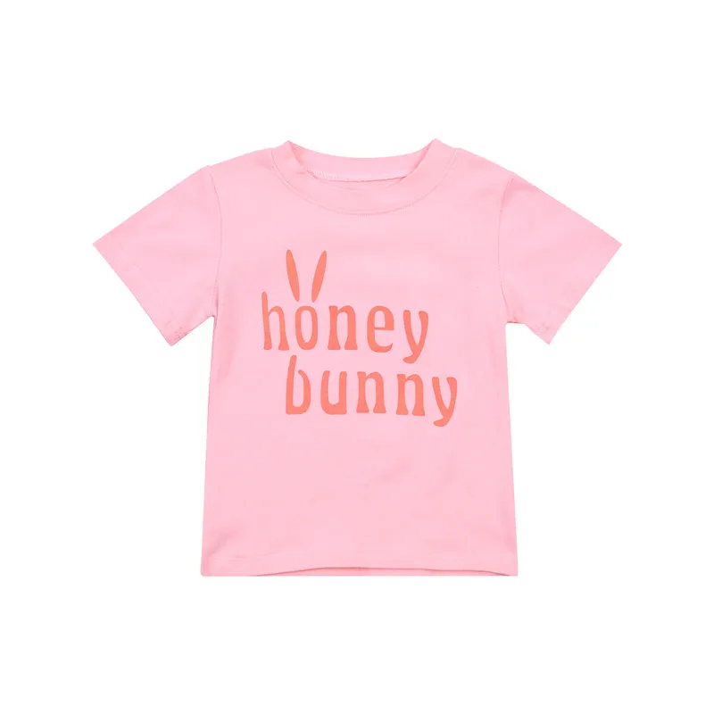 

Fashion Kids Girl Easter Letter Print T-shirt Short Sleeve Tops for Children Boys Girls Clothing