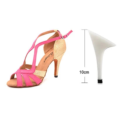 Pink 10cm Ladingwu/Новинка; брендовая танцевальная обувь; блестящие и фланелевые; Цвет серебристый, фиолетовый, розовый; женские Бальные вечерние танцевальные туфли для сальсы; туфли для латинских танцев - Цвет: Pink 10cm