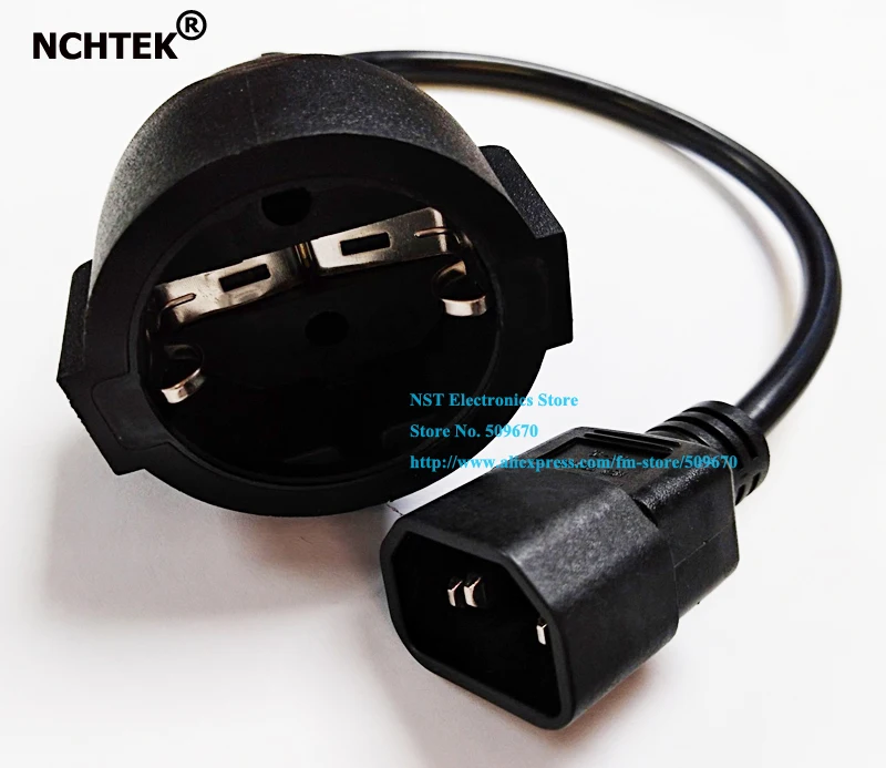 Кабель адаптер NCHTEK IEC 320 C14 к CEE 7/7 Европейский переходник с гнездом schuko UPS/PDU