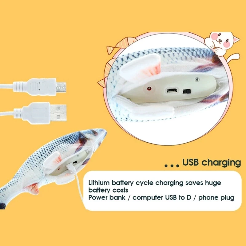 Зарядка через USB Вибрационный рыба кошка игрушка 30 см Моделирование электронный