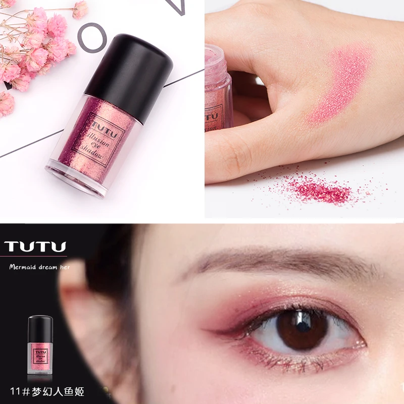 Блестящие тени для век TUTU пудра макияжа минеральный хайлайтер одноцветные