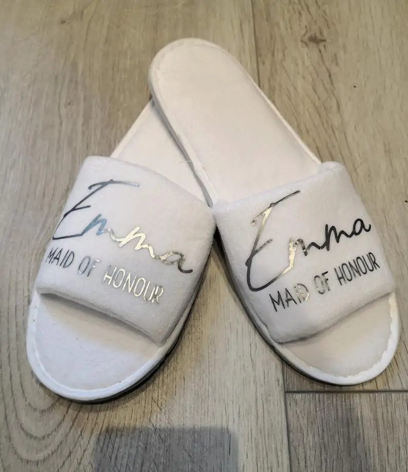 Индивидуальный подарок для подружки невесты свадебные тапочки с открытым носком