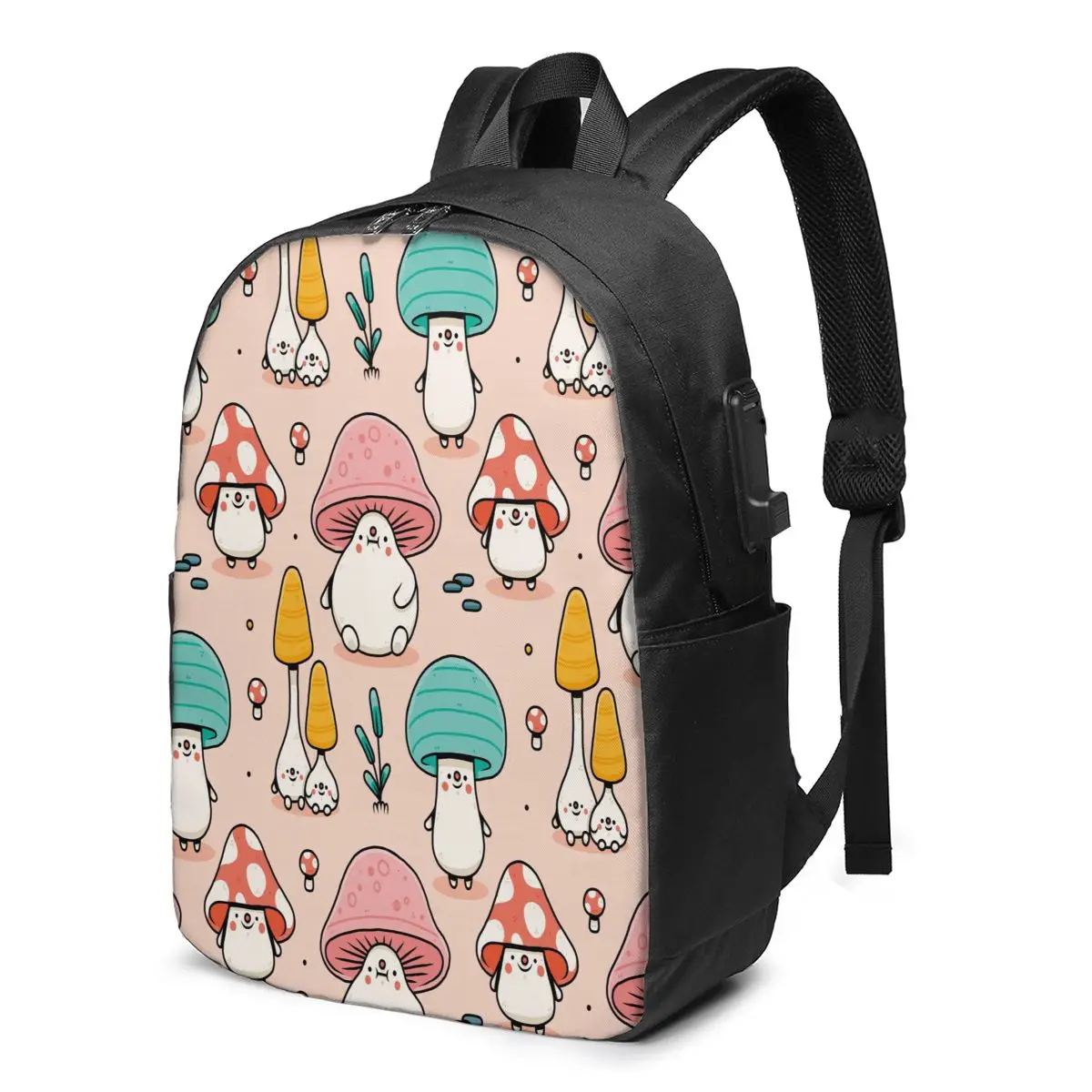 

School Bag for Boy and Girl Adorable Mushroom Backpack with USB Charging Funny Daypack For Teenager Student