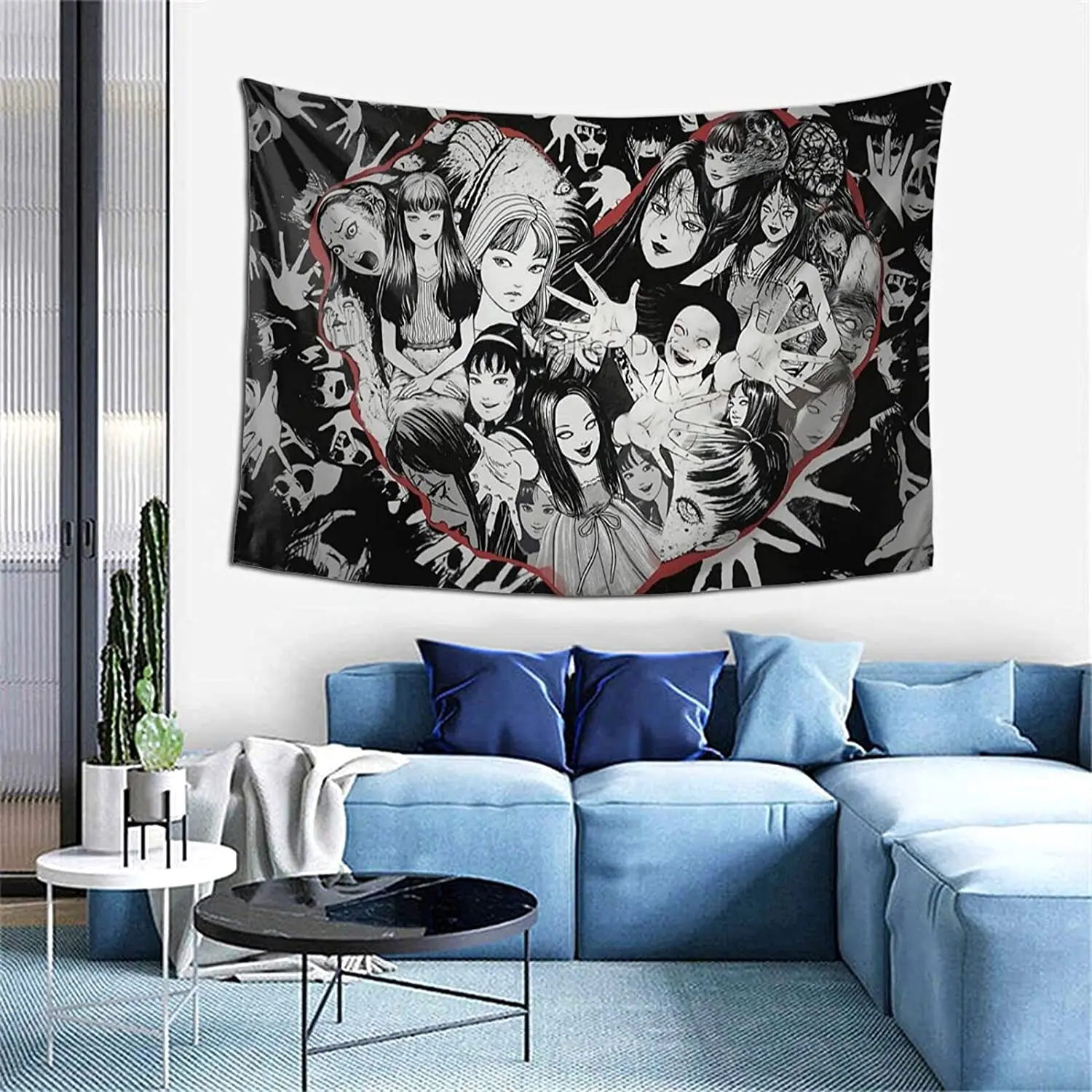 

CUT Anime Tomie Junji Ito Wall Hanging Tapestry Aesthetic Curtain Japanese Kago Manga Horror Harajuku Tapestries Home Decor