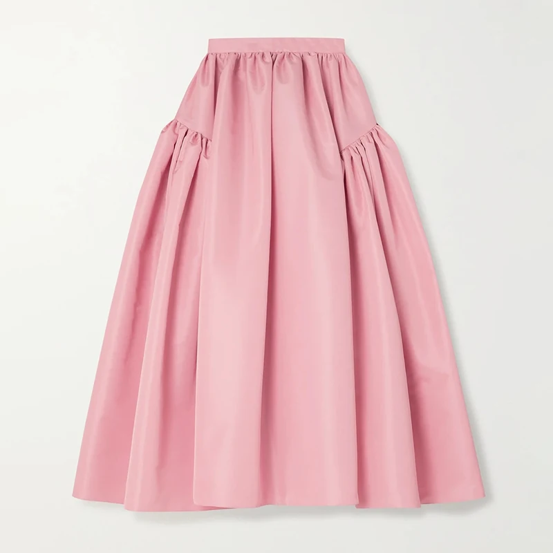 TWOTWINSTYLE повседневная розовая облегающая длинная юбка с рюшами Женская корейская