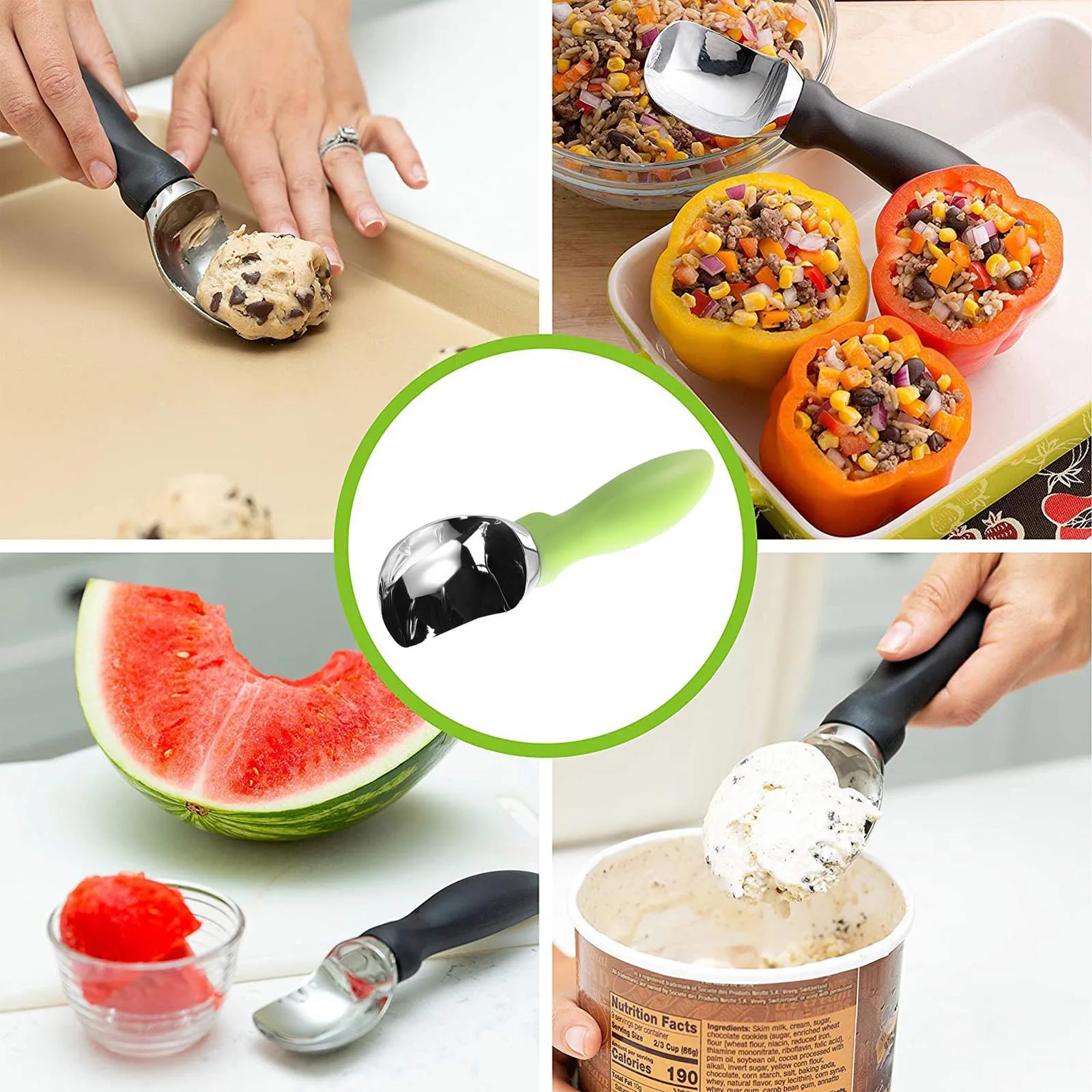 Совок для мороженого из нержавеющей стали с мягкой ручкой|Ложки грейпфрута| |