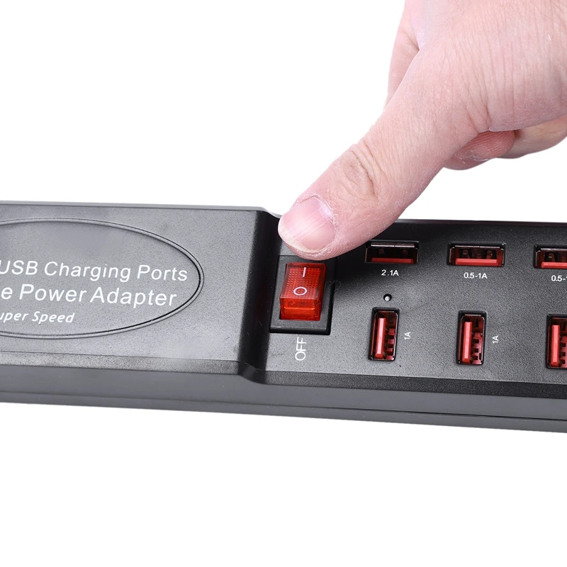 Мульти 10 портов Ac Usb концентратор быстрый блок питания адаптер настенный