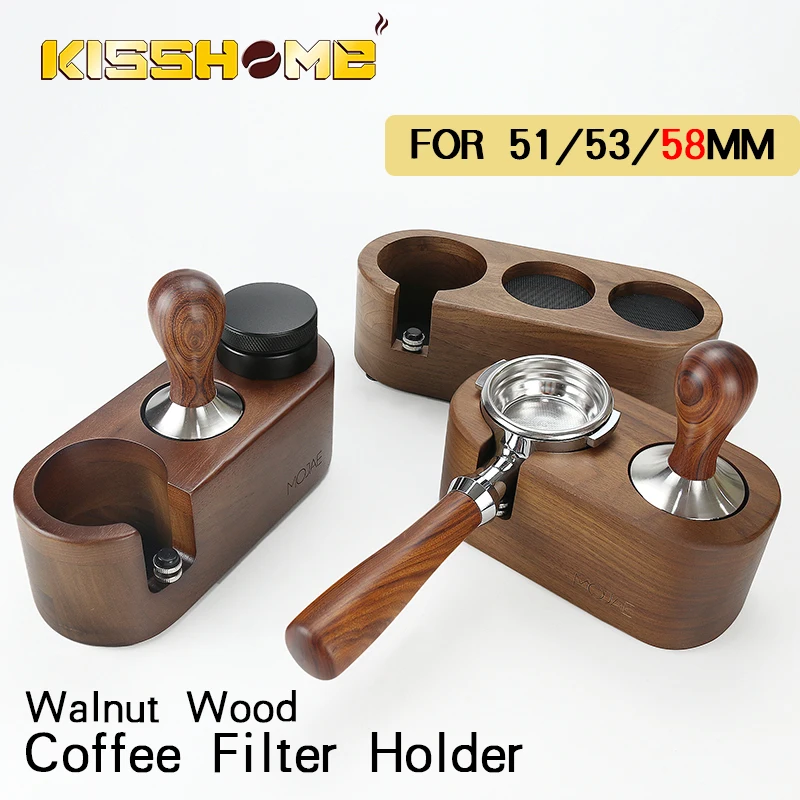 

51mm/53mm/58mm Coffee Filter Holder Tamper Stand Beech Walnut Wood Espresso Distributor Mat Base Rack For Barista Accessories