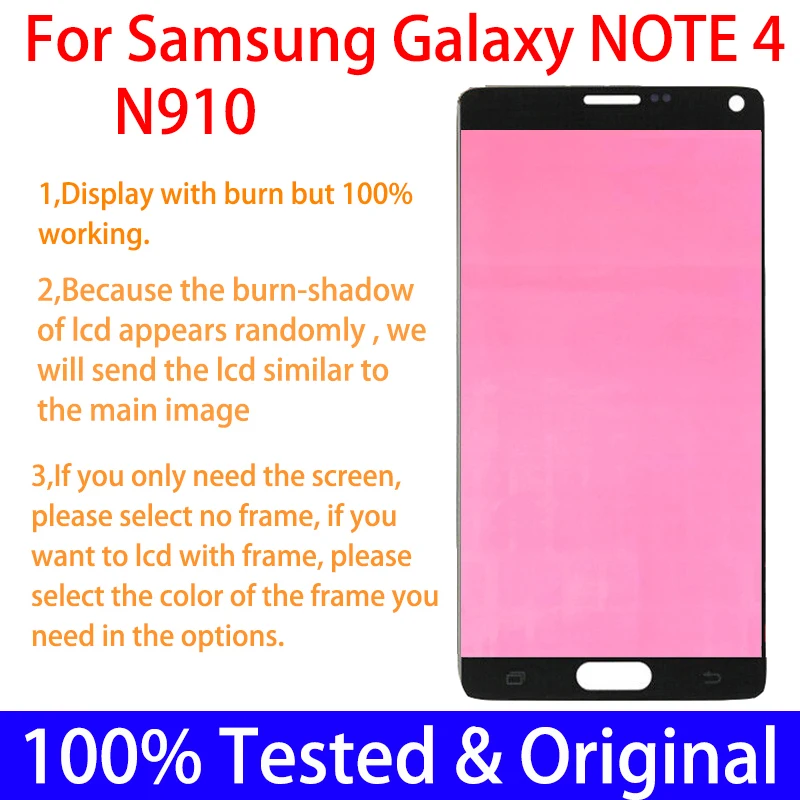 Оригинальный Note4 5 7 ''сменный ЖК-дисплей Burn Shadow для SAMSUNG Galaxy Note 4 N910 N910A N910F