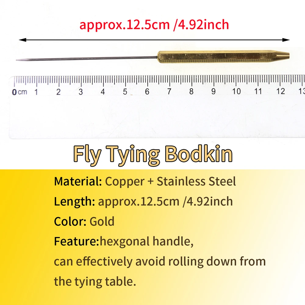 Wifreo fly tying tool bobbin threader with half hitch brass handle thread threading brass bodkin fly Fishing Tools