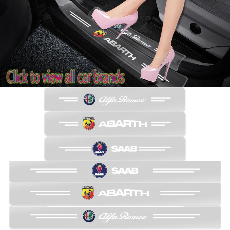 

4pcs 3D Transparent Car Door Sill Protective Stickers for Mini Cooper JCW Countryman F54 F55 F60 R55 R56 R60 etc Car Accessories