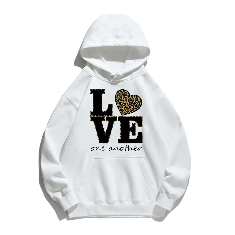 

Women Hoodie Love Letter Heart Printed Hoodies Women Fleece Long Sleeve Loose Sweatshirt with Hat Girls Pullovers Winter