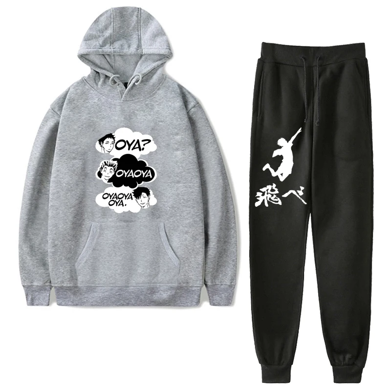 

Men's Sets Anime Hoodies Sets Oya Oya Oya Kuroo Anime Bokuto Manga Shoyo Haikyuu Funny Men Hoodies Two Piece Set 2020 Streetwear